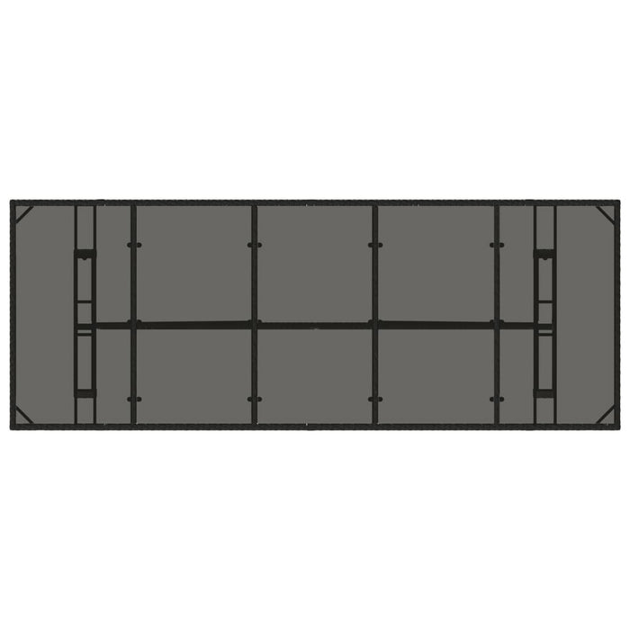 Tavolo da Giardino Piano in Vetro Nero 240x90x75 cm Polyrattan