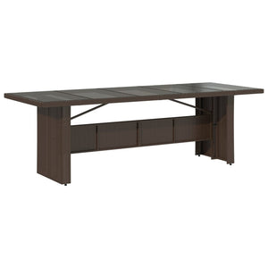 Tavolo Giardino Piano in Vetro Marrone 240x90x75 cm Polyrattan 365598