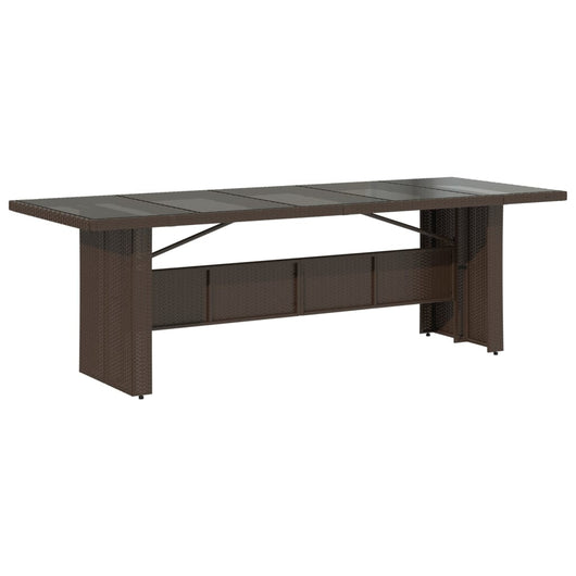 Tavolo Giardino Piano in Vetro Marrone 240x90x75 cm Polyrattan 365598