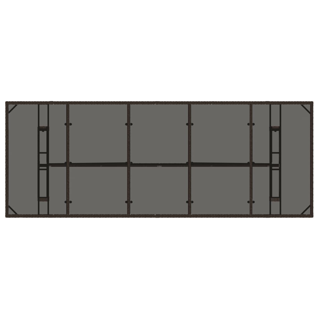 Tavolo Giardino Piano in Vetro Marrone 240x90x75 cm Polyrattan 365598