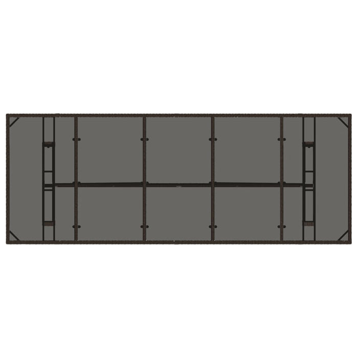Tavolo Giardino Piano in Vetro Marrone 240x90x75 cm Polyrattan 365598
