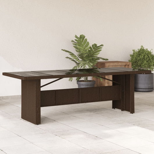Tavolo Giardino Piano in Vetro Marrone 240x90x75 cm Polyrattan 365598