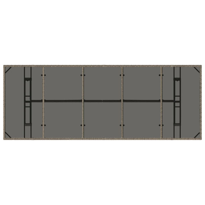 Tavolo da Giardino Piano in Vetro Grigio 240x90x75cm Polyrattan