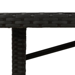 Tavolo da Giardino Piano in Vetro Nero 190x80x75 cm Polyrattan