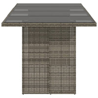 Tavolo da Giardino Piano in Vetro Grigio 190x80x75cm Polyrattan