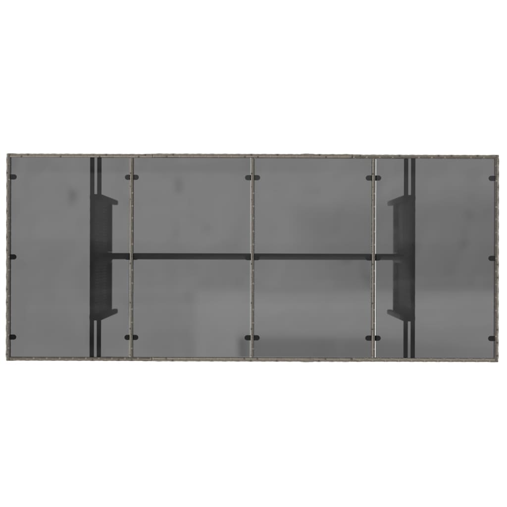 Tavolo da Giardino Piano in Vetro Grigio 190x80x75cm Polyrattan 365604