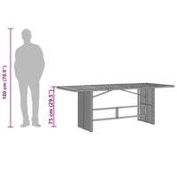 Tavolo da Giardino Piano in Vetro Grigio 190x80x75cm Polyrattan 365604