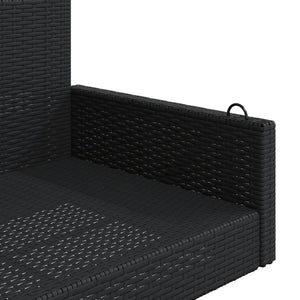 Panchina a Dondolo Nera 119x56x48 cm in Polyrattan 365625