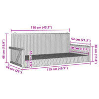 Panchina Dondolo Grigia 119x56x48 cm in Polyrattan 365627