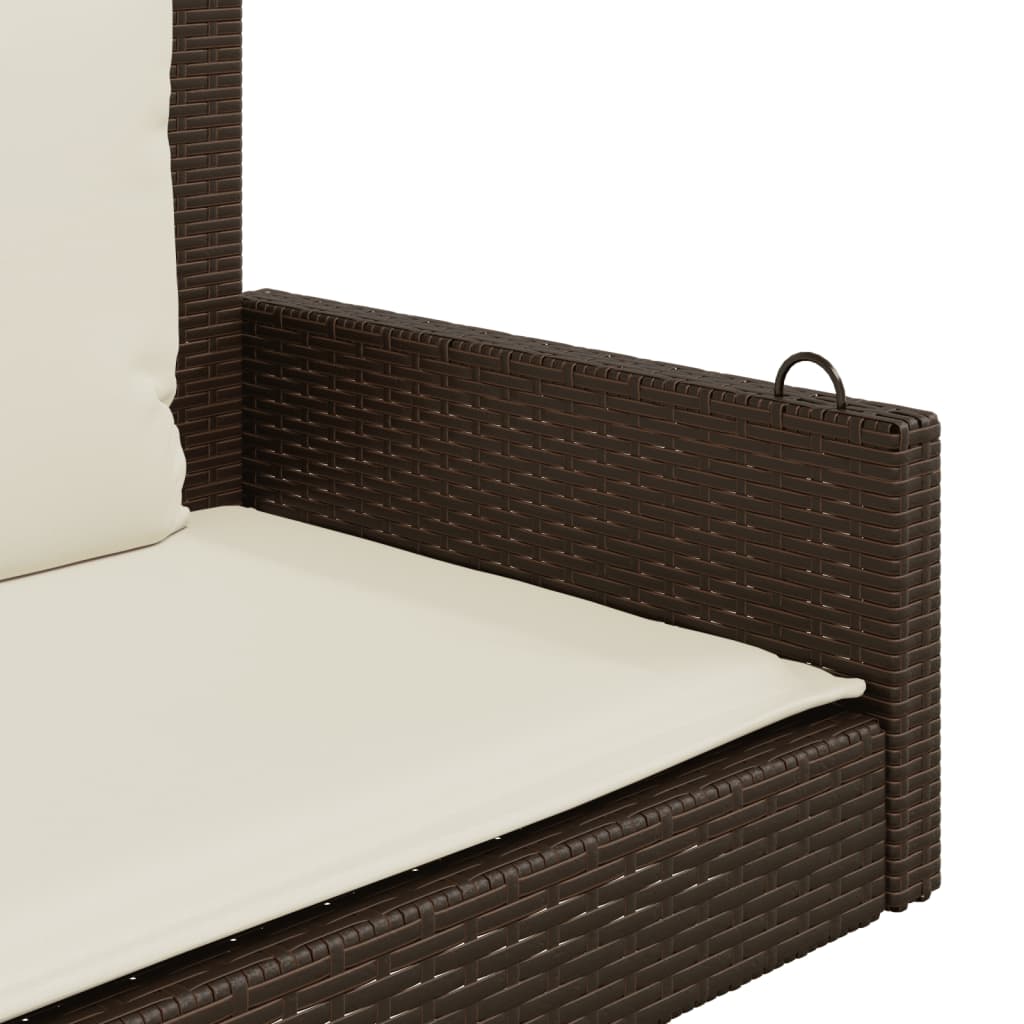Panchina a Dondolo con Cuscini Marrone 119x56x48 cm Polyrattan 365630