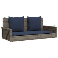 Panca a dondolo con cuscini grigia 119x56x48 cm in polyrattan 365633