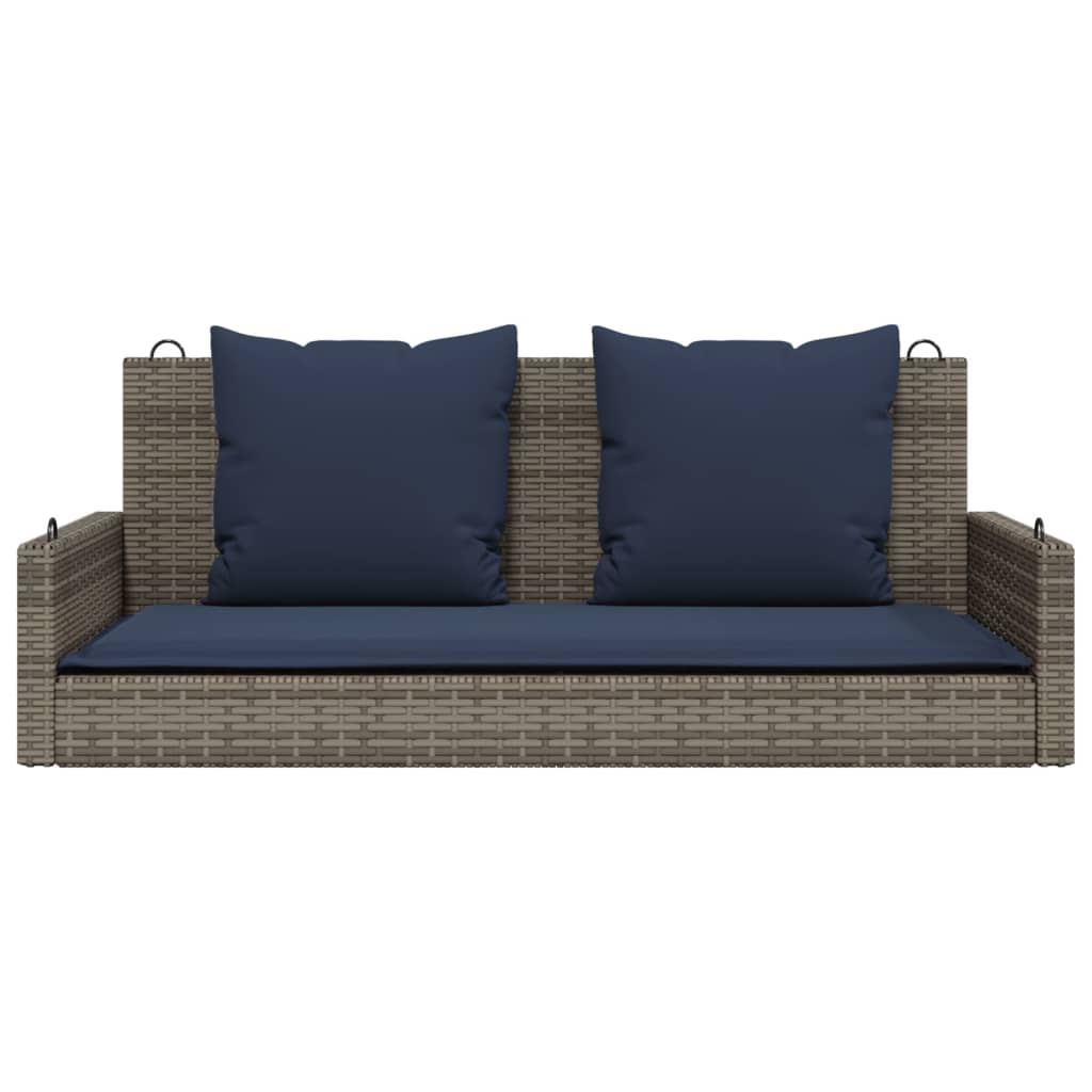 Panca a dondolo con cuscini grigia 119x56x48 cm in polyrattan 365633