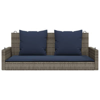Panca a dondolo con cuscini grigia 119x56x48 cm in polyrattan 365633