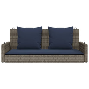 Panca a dondolo con cuscini grigia 119x56x48 cm in polyrattan 365633