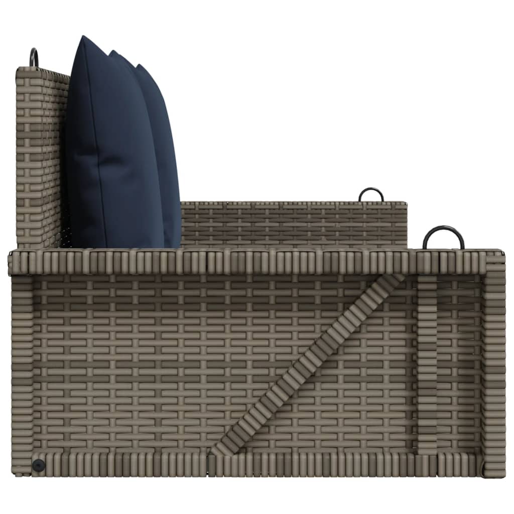 Panca a dondolo con cuscini grigia 119x56x48 cm in polyrattan 365633