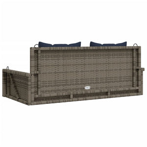 Panca a dondolo con cuscini grigia 119x56x48 cm in polyrattan 365633