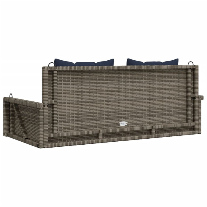 Panca a dondolo con cuscini grigia 119x56x48 cm in polyrattan 365633