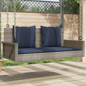 Panca a dondolo con cuscini grigia 119x56x48 cm in polyrattan 365633