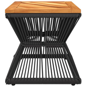 Tavolino Base in Filo Metallico Nero 38x38x38cm Massello Acacia 365636