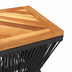 Tavolino Base in Filo Metallico Nero 38x38x38cm Massello Acacia 365636