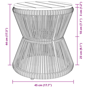 Tavolino Base in Filo Metallico Nero Ø 45x44 cm Massello Acacia 365637