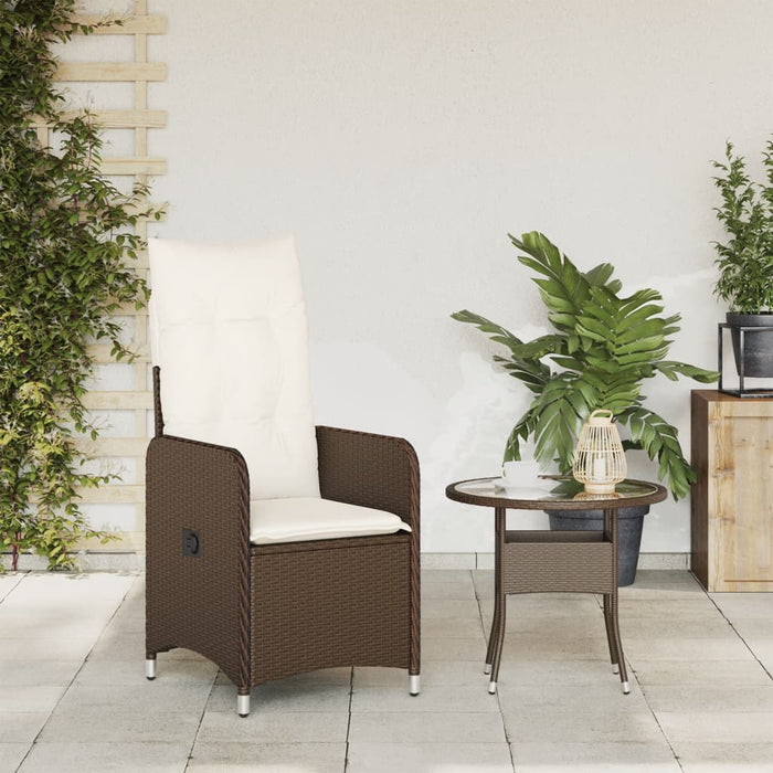 Sedia Reclinabile da Giardino con Cuscini Marrone in Polyrattan 365681