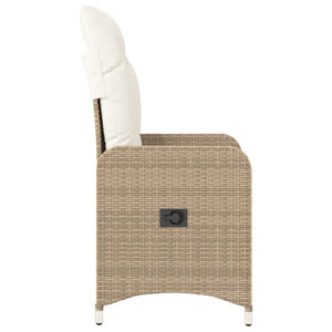 Sedia Reclinabile da Giardino con Cuscini Beige in Polyrattan