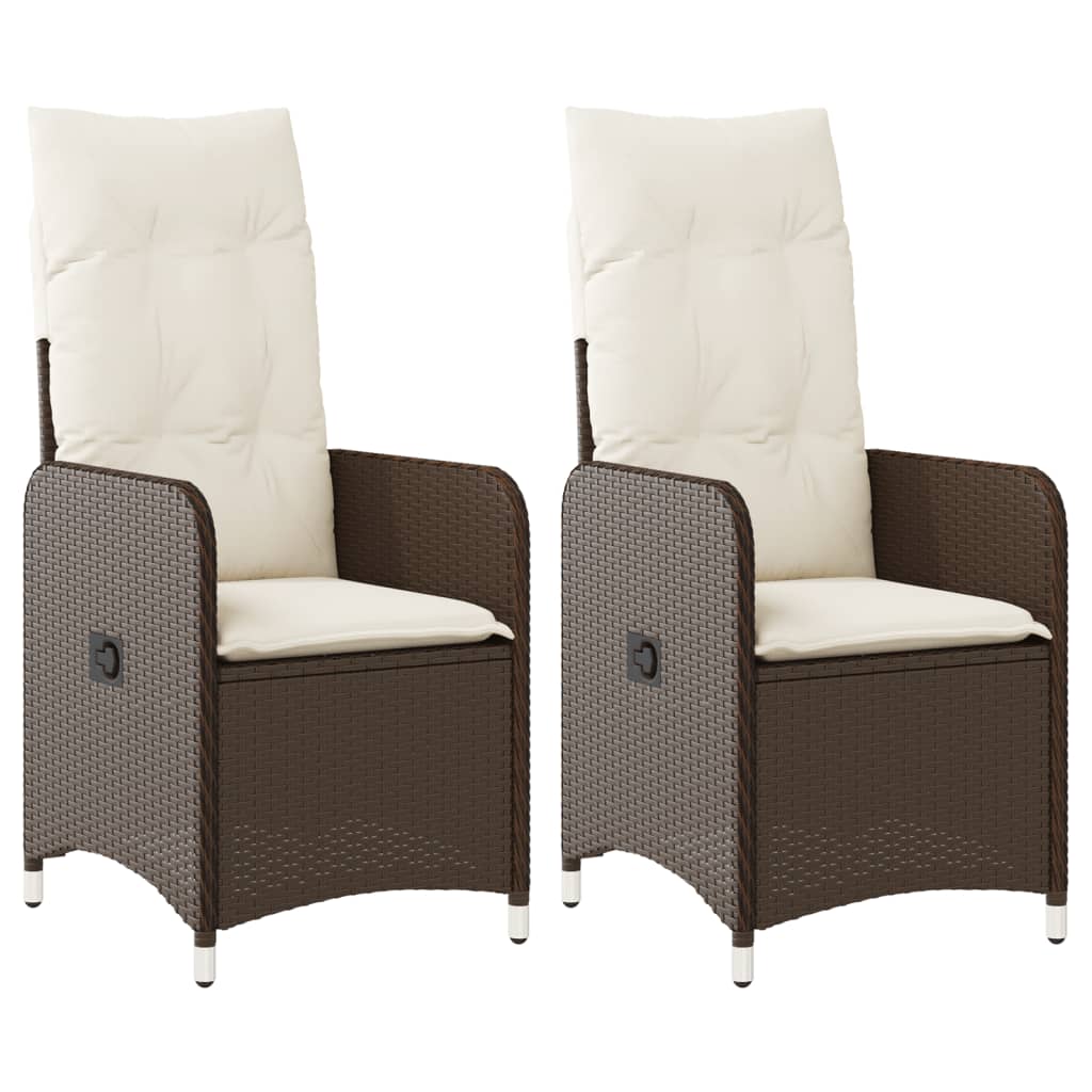 Sedie Reclinabili Giardino 2pz con Cuscini Marrone Polyrattan 365686