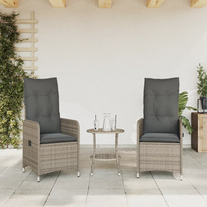 Sedie da Giardino Reclinabili 2 pz e Cuscini Grigio Polyrattan 365687