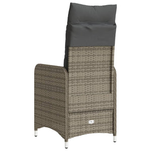Sedie da Giardino Reclinabili 2 pz e Cuscini Grigio Polyrattan 365687