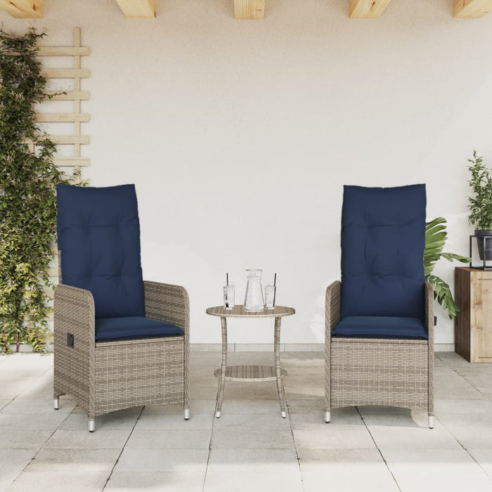 vidaXL Sedie da giardino reclinabili 2 pz con cuscini grigie in polyrattan
