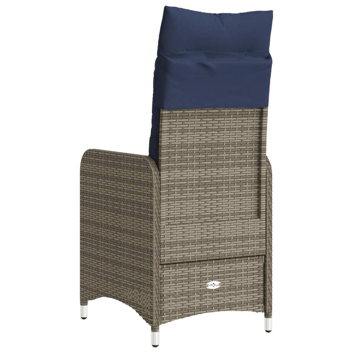 Sedie da giardino reclinabili 2 pz con cuscini grigie in polyrattan 365689