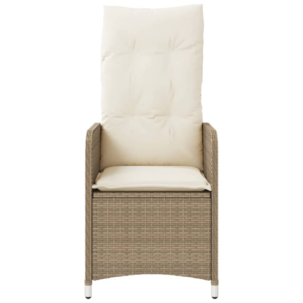 Sedie da Giardino Reclinabili 2pz con Tavolino Polyrattan Beige