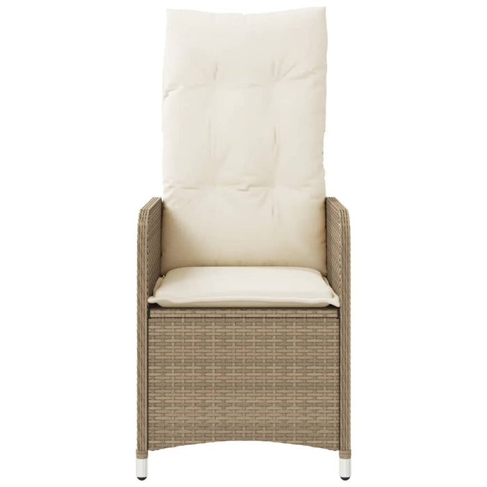 Sedie da Giardino Reclinabili 2pz con Tavolino Polyrattan Beige