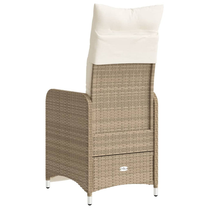 vidaXL Sedia Reclinabile da Giardino con Cuscini Beige in Polyrattan