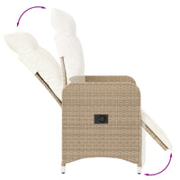 vidaXL Sedia Reclinabile da Giardino con Cuscini Beige in Polyrattan