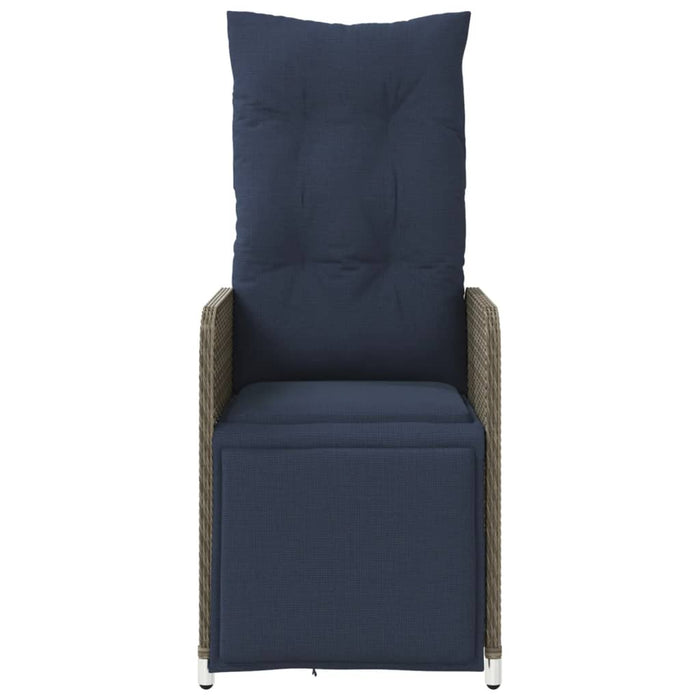 Sedia da giardino reclinabile con cuscini grigia in polyrattan 365699