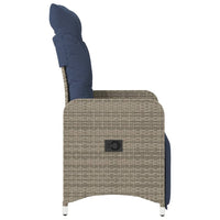 vidaXL Sedia da giardino reclinabile con cuscini grigia in polyrattan