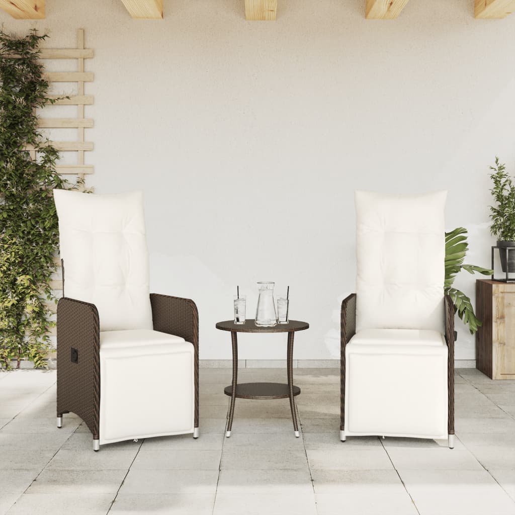 vidaXL Sedie Reclinabili Giardino 2pz con Cuscini Marrone Polyrattan