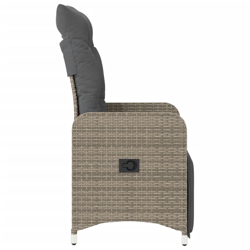 Sedie da Giardino Reclinabili 2 pz e Cuscini Grigio Polyrattan 365702