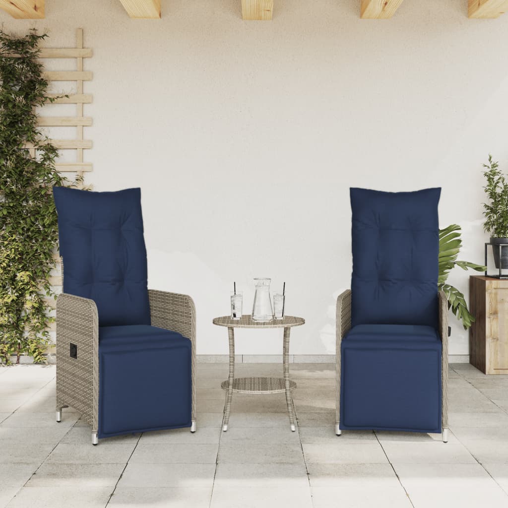 vidaXL Sedie da giardino reclinabili 2 pz con cuscini grigie in polyrattan