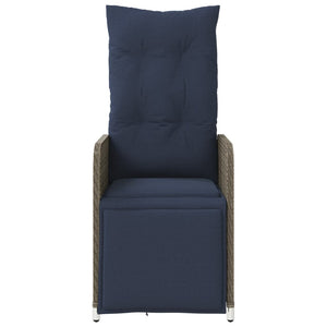 Sedie da giardino reclinabili 2 pz con cuscini grigie in polyrattan 365704