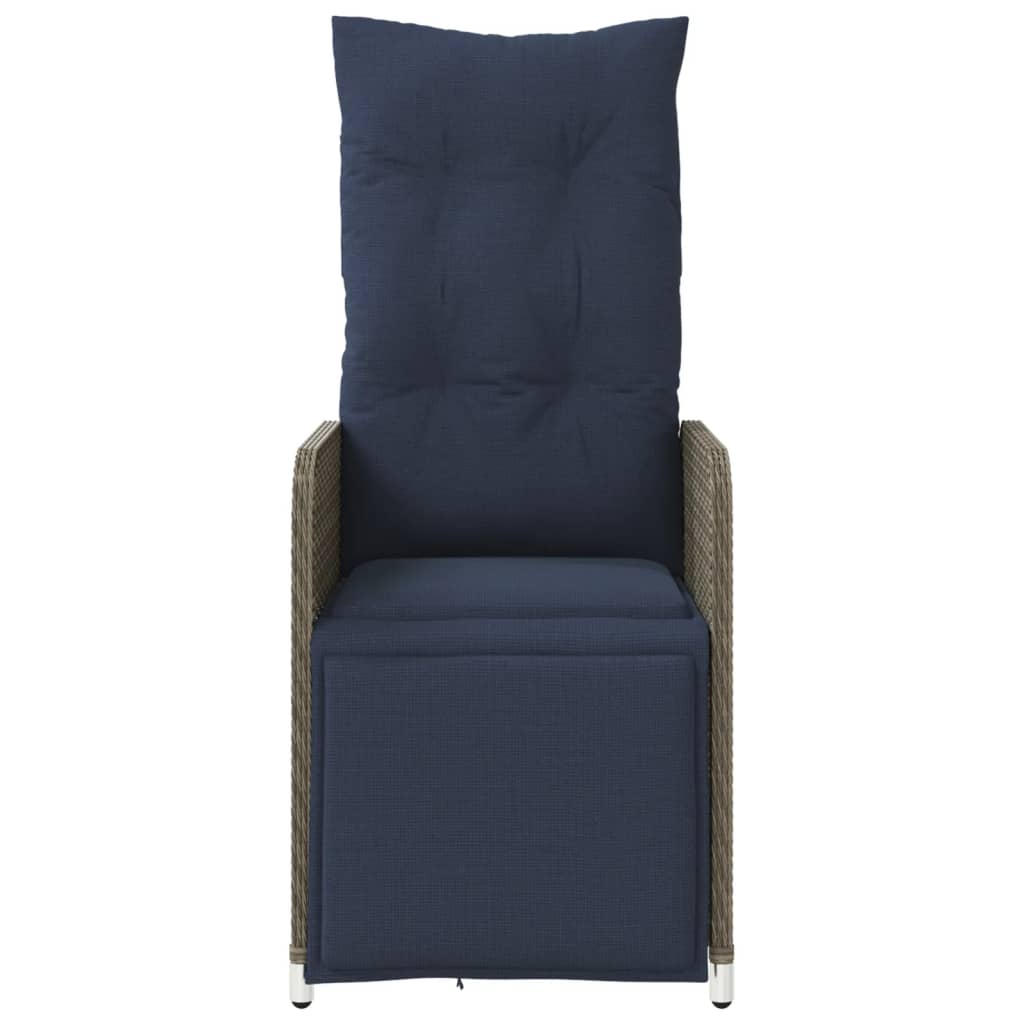 Sedie da giardino reclinabili 2 pz con tavolo grigio in polyrattan 365709