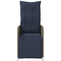 vidaXL Sedie da giardino reclinabili 2 pz con tavolo grigio in polyrattan