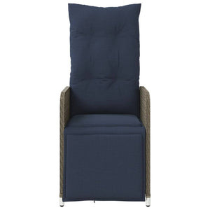 vidaXL Sedie da giardino reclinabili 2 pz con tavolo grigio in polyrattan