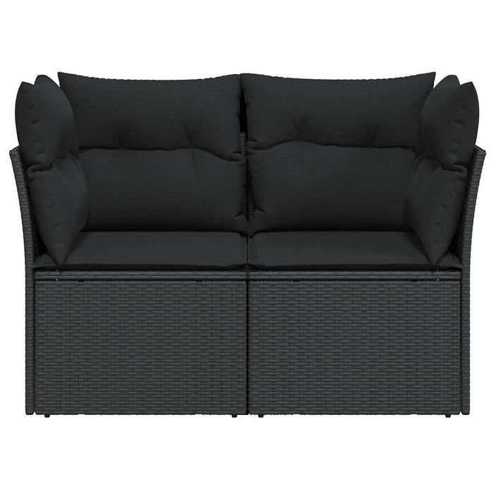Divano da giardino con cuscini 2 posti nero in polyrattan 365963