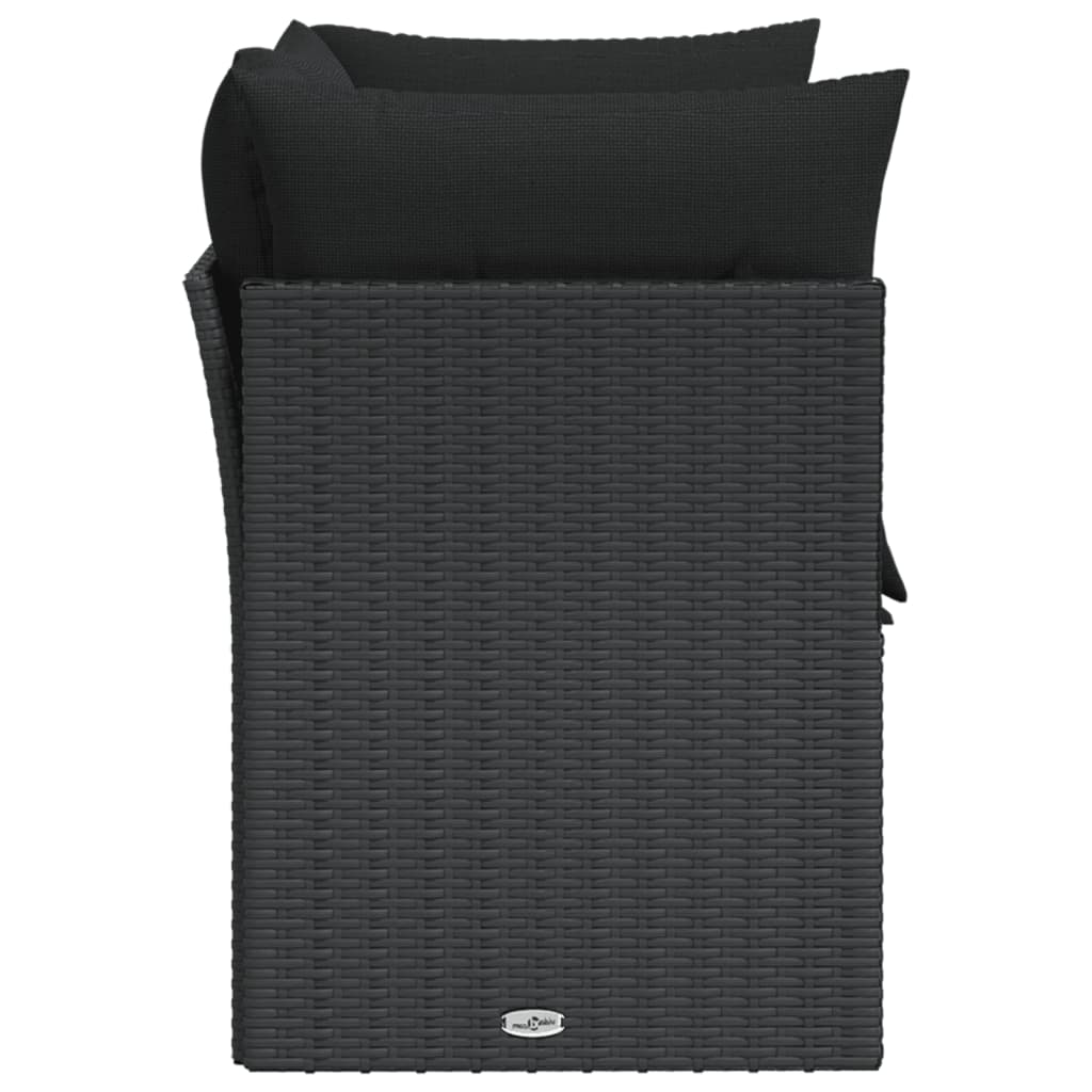 Divano da Giardino con Cuscini a 2 Posti Nero in Polyrattan