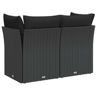 Divano da giardino con cuscini 2 posti nero in polyrattan 365963