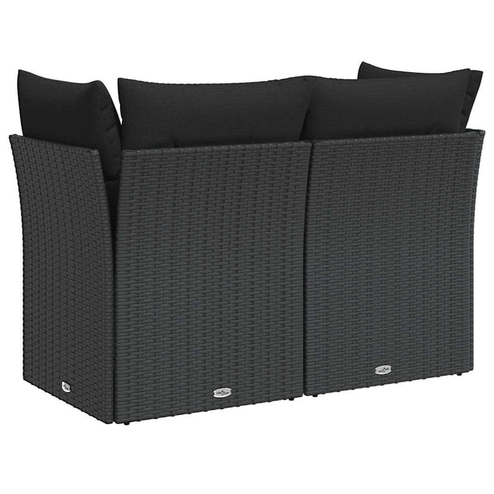 Divano da giardino con cuscini 2 posti nero in polyrattan 365963