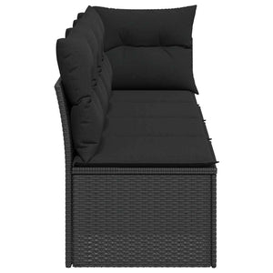 Divano da giardino con cuscini 4 posti nero in polyrattan 365964